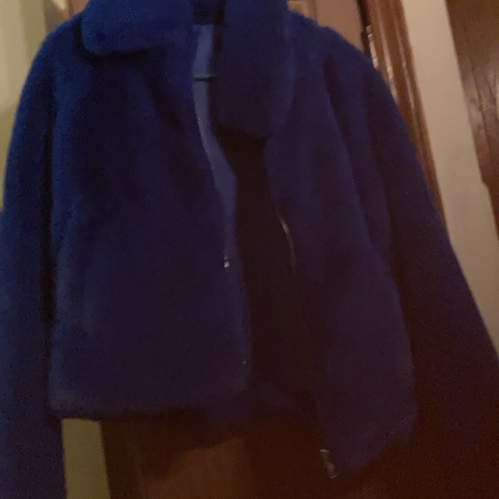 Blue faux fur jacket
